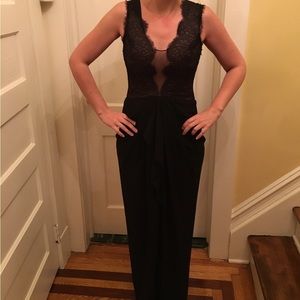 BCBG Black Lace Bodice Gown with Train